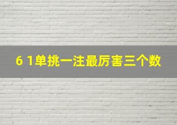 6 1单挑一注最厉害三个数